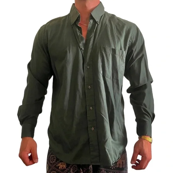 Grant Thomas Shirts | Olive Green Mens Dress Shirt | Color: Green | Size: L | Thirdnipple's Closet